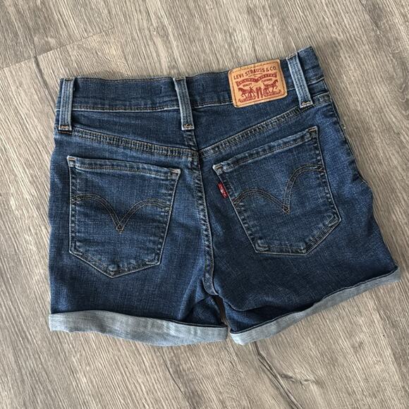 Levi's High Waist Dark Wash Jean Shorts - Size 23 - Picture 1 of 5